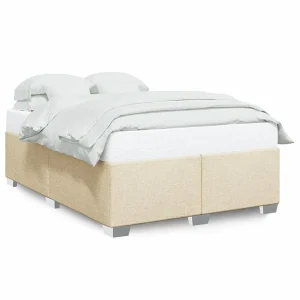 Bedframe zonder matras stof crèmekleurig 140×200 cm