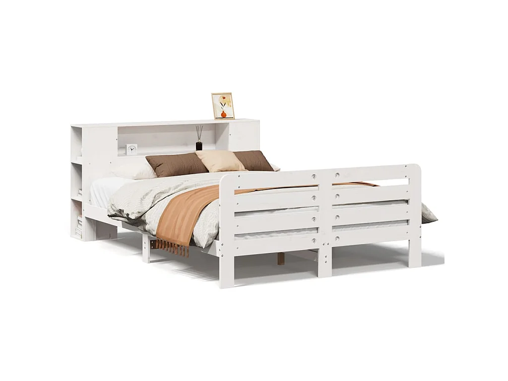 Bedframe zonder matras massief grenenhout wit 160x200 cm