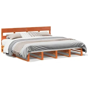 Bedframe zonder matras massief grenenhout wasbruin 180×200 cm Bedframe zonder matras massief grenenhout wasbruin 180×200 cm