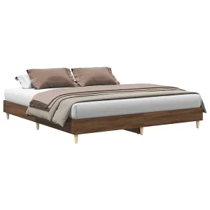 Bedframe zonder matras 200×200 cm spaanplaat bruin eikenkleurig Bedframe zonder matras 200×200 cm spaanplaat bruin eikenkleurig