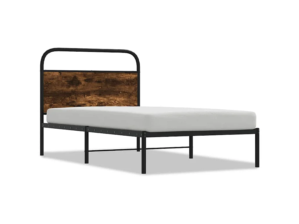 Bedframe zonder matras bewerkt hout gerookt eiken 90x190 cm