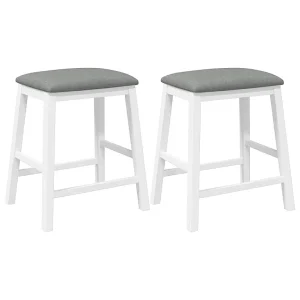 Barstoelen met kussens 2 st massief hout rubber wit Barstoelen met kussens 2 st massief hout rubber wit