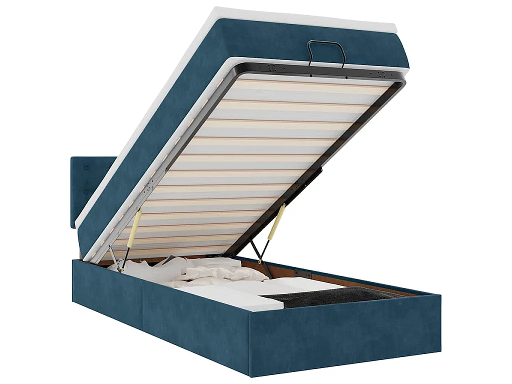 Bed poef met matras en LED's 80x200 cm fluweel donkerblauw