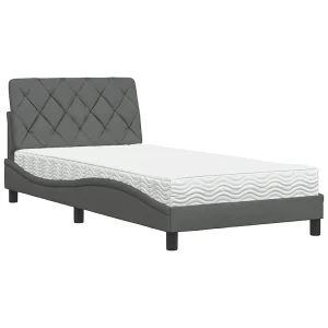 Bed met matras stof donkergrijs 100×200 cm Bed met matras stof donkergrijs 100×200 cm