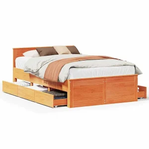 Bedframe zonder matras met hoofdbord hout wasbruin 120×190 cm Bedframe zonder matras met hoofdbord hout wasbruin 120×190 cm