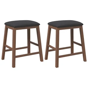 Barstoelen met kussens 2 st massief hout rubber bruin Barstoelen met kussens 2 st massief hout rubber bruin