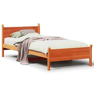 Bedframe zonder matras massief grenenhout wasbruin 100×200 cm Bedframe zonder matras massief grenenhout wasbruin 100×200 cm