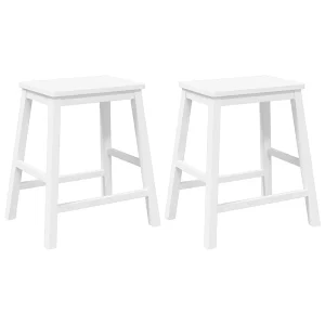 Barstoelen 2 st massief hout wit Barstoelen 2 st massief hout wit
