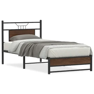 Bedframe zonder matras bewerkt hout bruin eikenkleur 75×190 cm