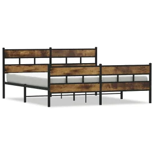 Bedframe zonder matras metaal gerookt eikenkleurig 200×200 cm Bedframe zonder matras metaal gerookt eikenkleurig 200×200 cm