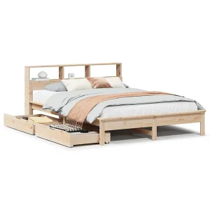 Bed met boekenkast zonder matras massief grenenhout 135×190 cm Bed met boekenkast zonder matras massief grenenhout 135×190 cm