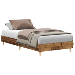 Bedframe zonder matras 100×200 cm spaanplaat bewerkt hout Bedframe zonder matras 100×200 cm spaanplaat bewerkt hout