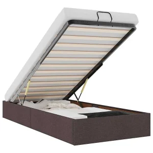 Bedframe zonder matras 90×200 cm stof donkerbruin Bedframe zonder matras 90×200 cm stof donkerbruin