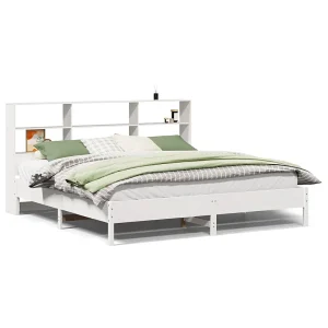 Bed met boekenkast zonder matras grenenhout wit 180×200 cm Bed met boekenkast zonder matras grenenhout wit 180×200 cm