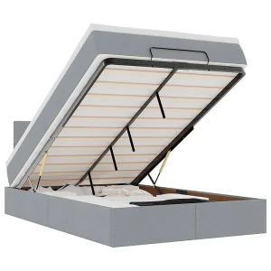 Bed met matras 120×200 cm stof lichtgrijs