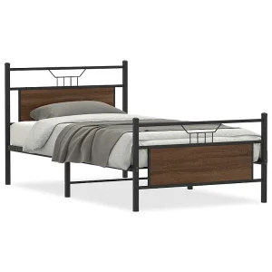 Bedframe zonder matras bewerkt hout bruin eikenkleur 100×200 cm Bedframe zonder matras bewerkt hout bruin eikenkleur 100×200 cm
