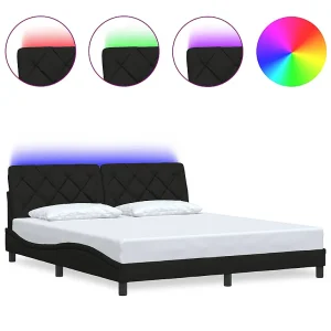 Bedframe met LED zonder matras 180×200 cm stof zwart Bedframe met LED zonder matras 180×200 cm stof zwart