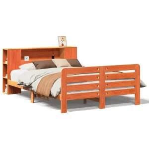 Bedframe zonder matras massief grenenhout wasbruin 135×190 cm Bedframe zonder matras massief grenenhout wasbruin 135×190 cm