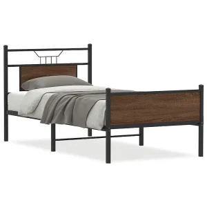 Bedframe zonder matras bewerkt hout bruin eikenkleur 80×200 cm