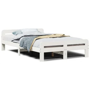 Bedframe zonder matras massief grenenhout wit 135×190 cm Bedframe zonder matras massief grenenhout wit 135×190 cm