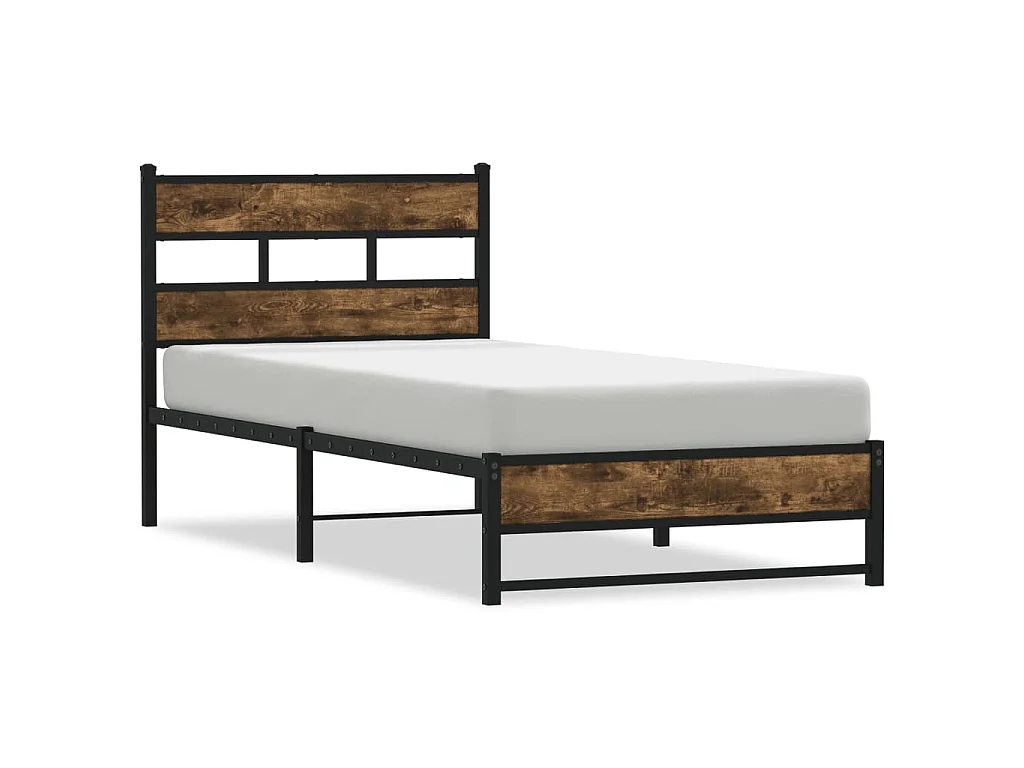 Bedframe zonder matras metaal gerookt eikenkleurig 75x190 cm