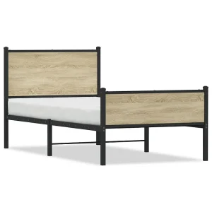Bedframe zonder matras metaal sonoma eikenkleurig 75×190 cm