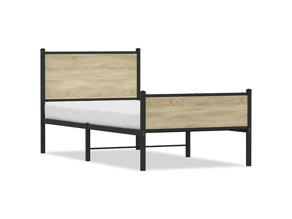 Bedframe zonder matras metaal sonoma eikenkleurig 75x190 cm
