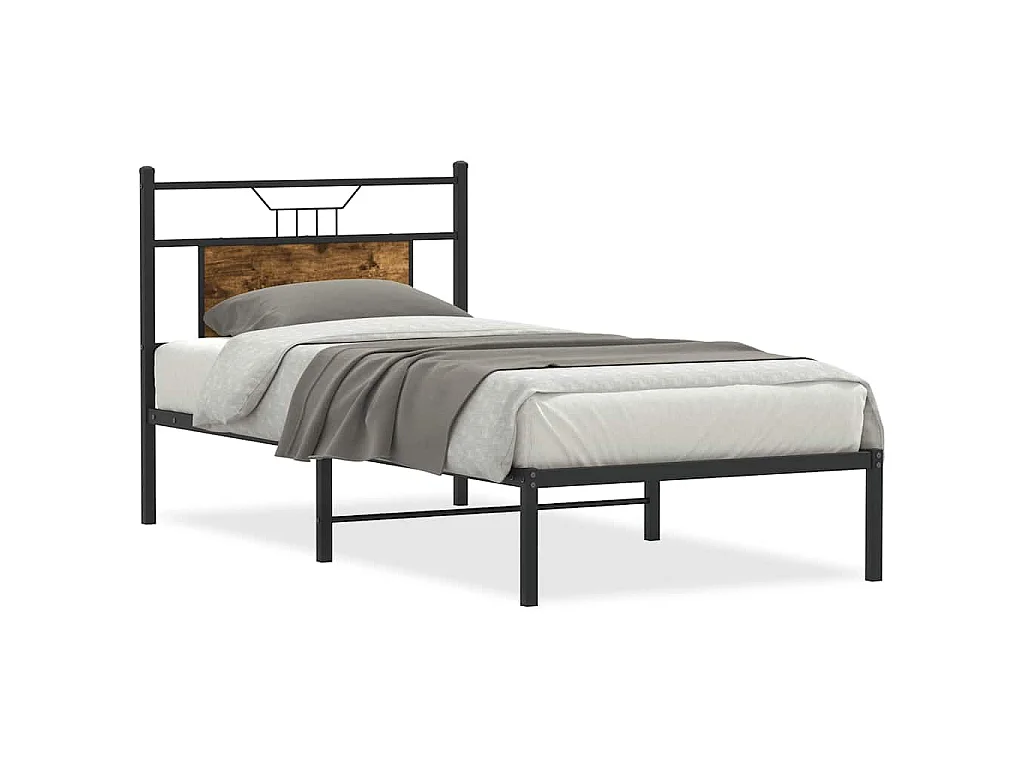 Bedframe zonder matras hout gerookt eikenkleurig 75x190 cm