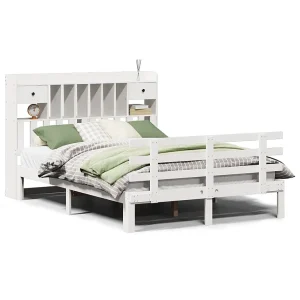 Bed met boekenkast zonder matras grenenhout wit 160×200 cm Bed met boekenkast zonder matras grenenhout wit 160×200 cm