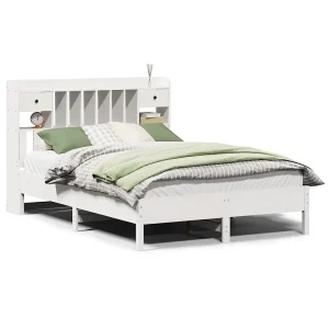 Bed met boekenkast zonder matras grenenhout wit 160×200 cm Bed met boekenkast zonder matras grenenhout wit 160×200 cm