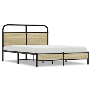 Bedframe zonder matras bewerkt hout sonoma eikenkleur 135x190cm Bedframe zonder matras bewerkt hout sonoma eikenkleur 135x190cm