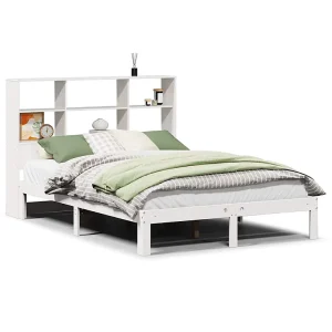 Bed met boekenkast zonder matras grenenhout wit 160×200 cm Bed met boekenkast zonder matras grenenhout wit 160×200 cm