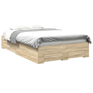 Bedframe Bruin 140 x 200 cm Bewerkt hout Bedframe Bruin 140 x 200 cm Bewerkt hout