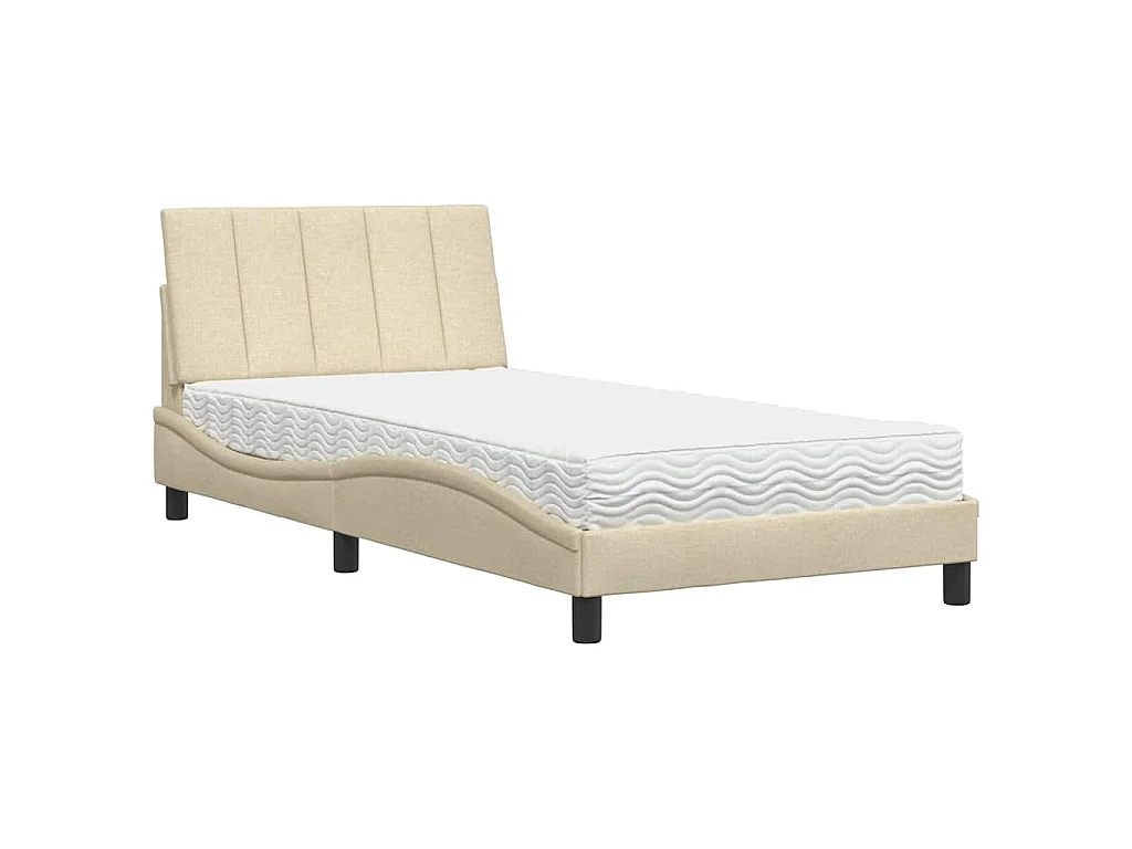 Bed met matras "Hanko" stof crèmekleurig 100x200 cm