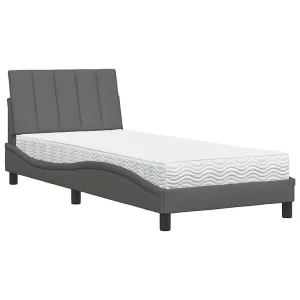 Bed met matras "Hanko" stof donkergrijs 80×200 cm