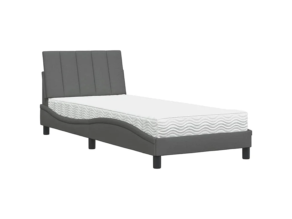 Bed met matras "Hanko" stof donkergrijs 80x200 cm