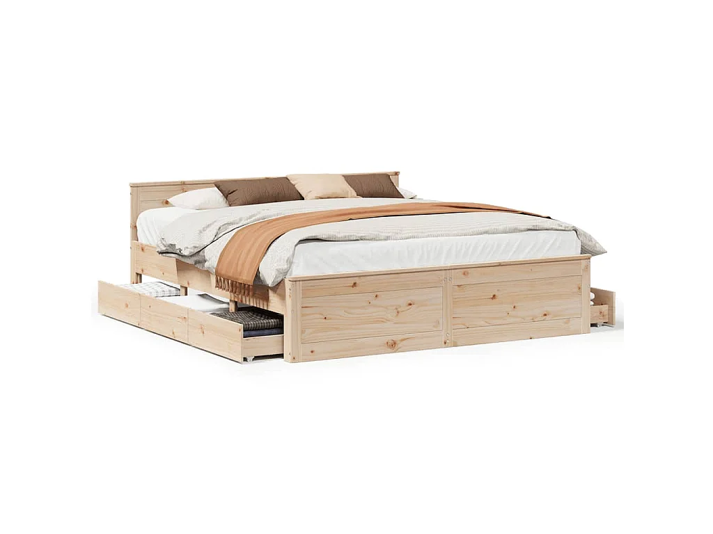 Bedframe zonder matras met hoofdbord grenenhout 200x200 cm