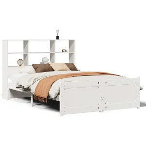 Bed met boekenkast zonder matras grenenhout wit 160×200 cm Bed met boekenkast zonder matras grenenhout wit 160×200 cm