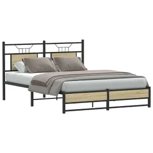 Bedframe zonder matras hout sonoma eikenkleurig 150×200 cm Bedframe zonder matras hout sonoma eikenkleurig 150×200 cm
