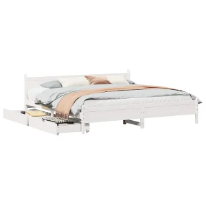 Bedframe zonder matras massief grenenhout wit 180×200 cm Bedframe zonder matras massief grenenhout wit 180×200 cm