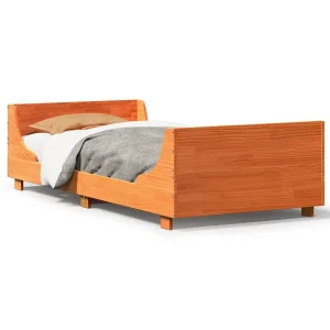 Bedframe zonder matras massief grenenhout wasbruin 90×200 cm Bedframe zonder matras massief grenenhout wasbruin 90×200 cm