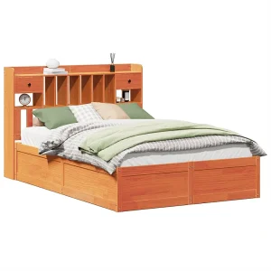 Bedframe zonder matras massief grenenhout wasbruin 150×200 cm