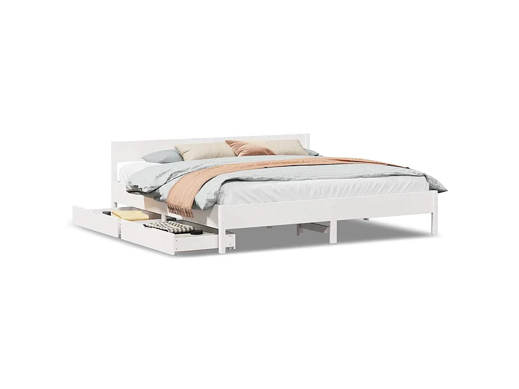 Bedframe zonder matras massief grenenhout wit 200x200 cm