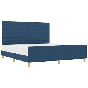 Bedframe met hoofdeinde Blauw 180 x 200 cm Stof Bedframe met hoofdeinde Blauw 180 x 200 cm Stof