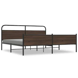 Bedframe zonder matras metaal bruin eikenkleurig 200×200 cm Bedframe zonder matras metaal bruin eikenkleurig 200×200 cm