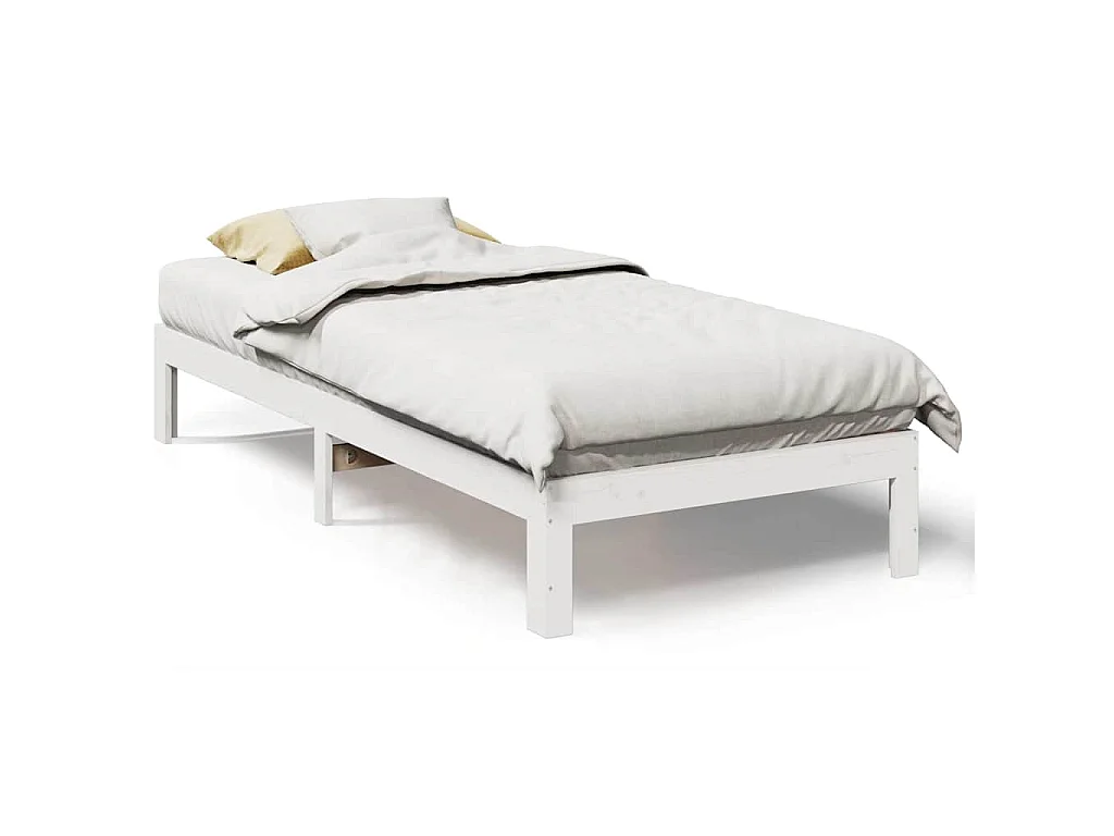 Bedframe zonder matras massief grenenhout wit 90x200 cm