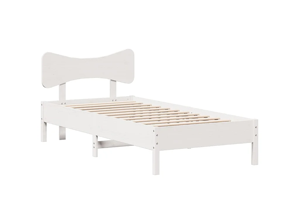 Bedframe zonder matras massief grenenhout wit 90x200 cm