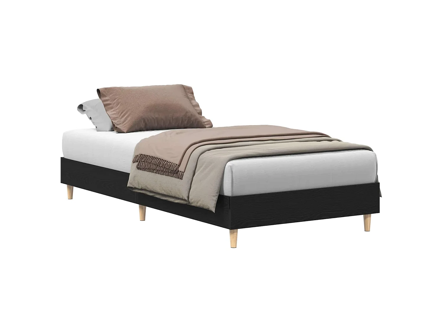 Bedframe Zwart eiken 100 x 200 cm Bewerkt hout