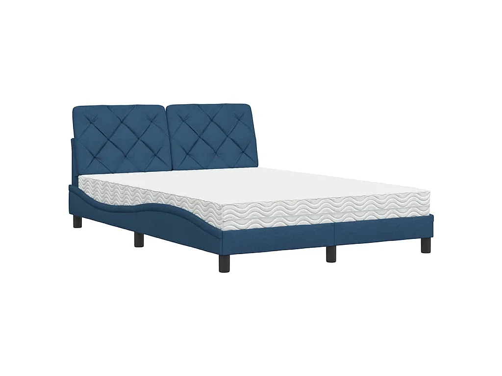 Bed met matras stof blauw 140x190 cm