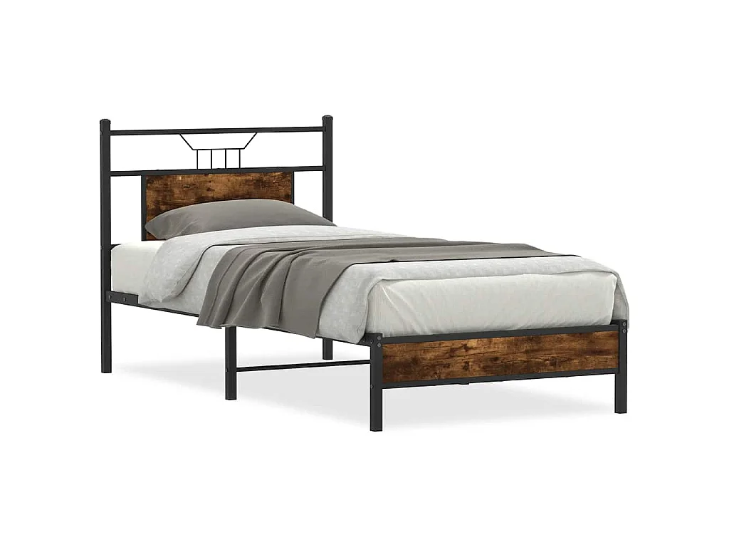 Bedframe zonder matras hout gerookt eikenkleurig 75x190 cm